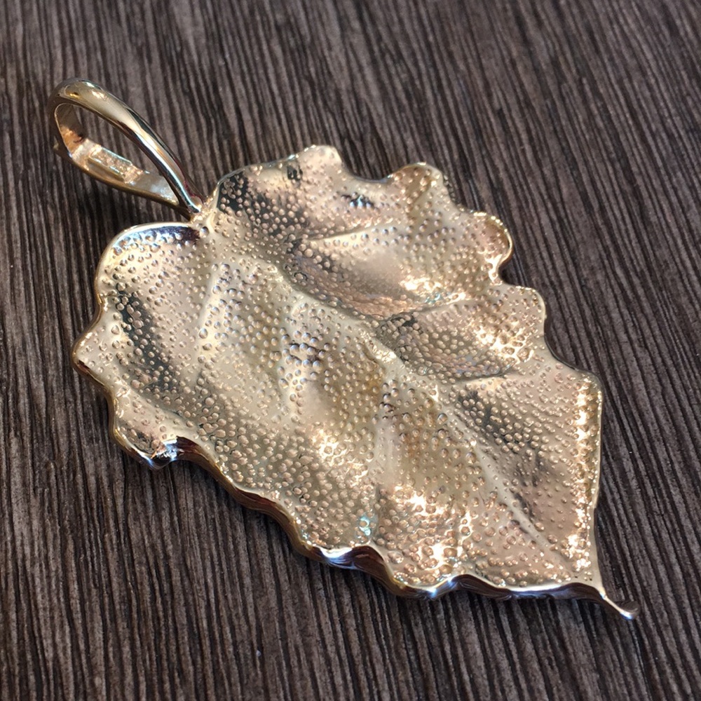 Gold Plated Solid Sterling Silver Leaf Pendant - image 2